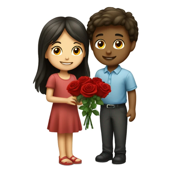 boy giving red rose to girl sticker