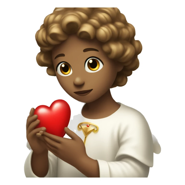 Angel with aureola and red heart in a hand sticker