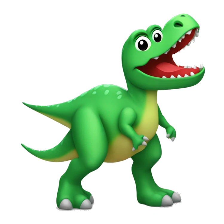 green dinosaur wearing a red t-shirt sticker