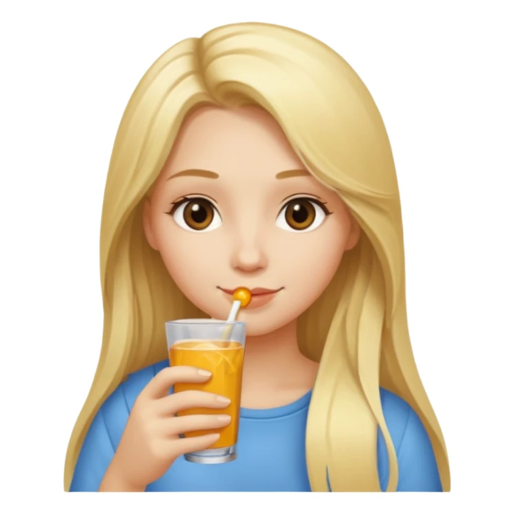 Girl with long blonde hair drinking a drink sticker