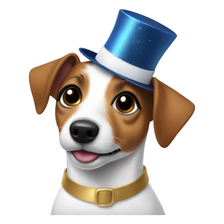jack russell In a New Year's hat sticker