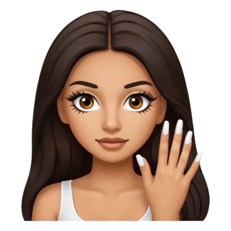 Baddie Latina emoji with fake lashes and white nails sticker