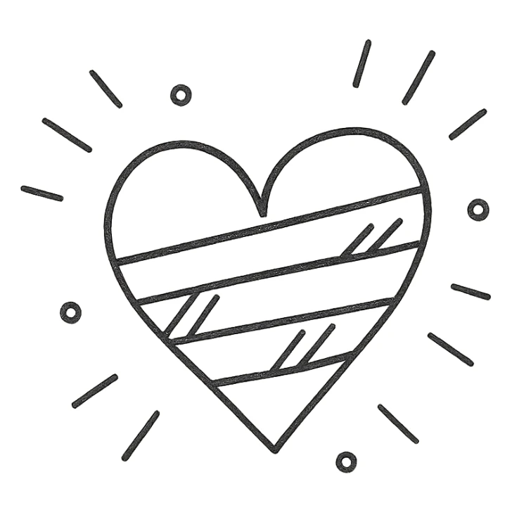 yellow heart with black stripes, pulsating with yellow energy particles sticker