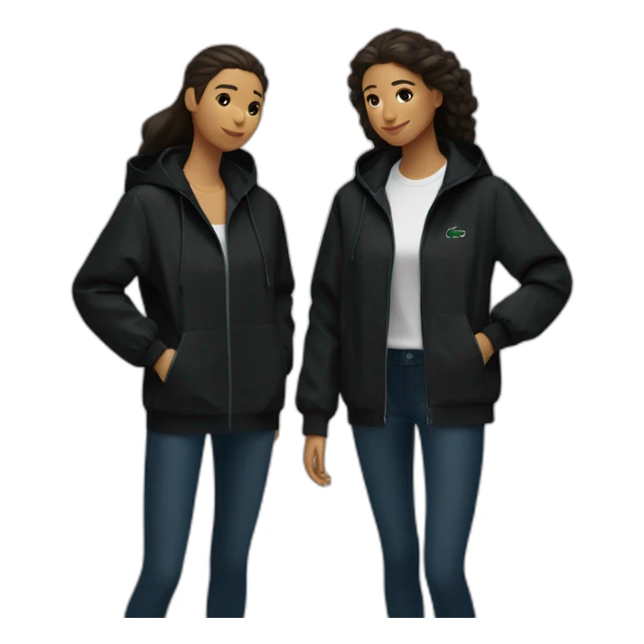 Lacoste latin two friends woman with black windbreaker sticker