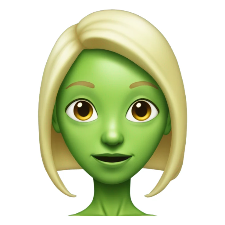 a green alien woman full body,blonde sticker
