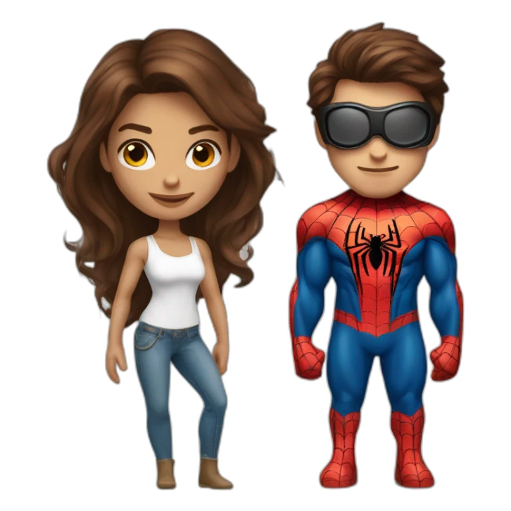 Spiderman femme brune avec Spiderman homme sticker