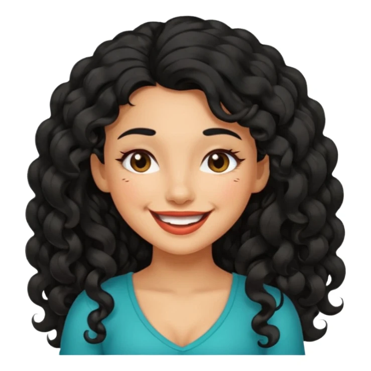 Latina girl with long curly black hair, winking sticker