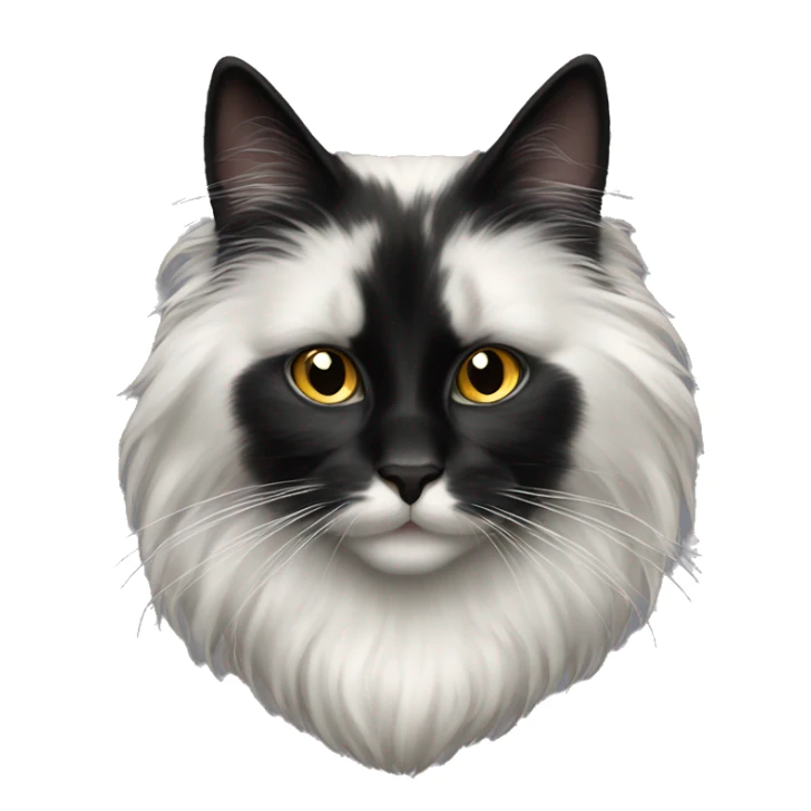 black cat domestic long-haired with white on the mouth sticker