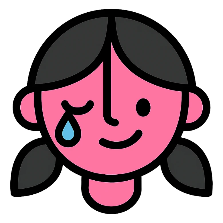 pembe ağlayan ve gülen, siyah saçlı kız sticker