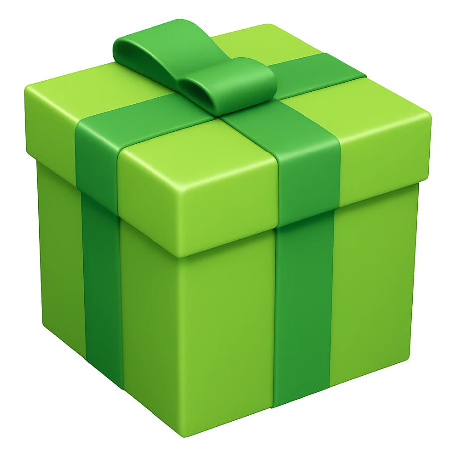 Remove the bows from the box, keep it smoothly and homogeneously wrapped in light green tape, apple style emoji. Variation 3 with a subtle shine effect. sticker