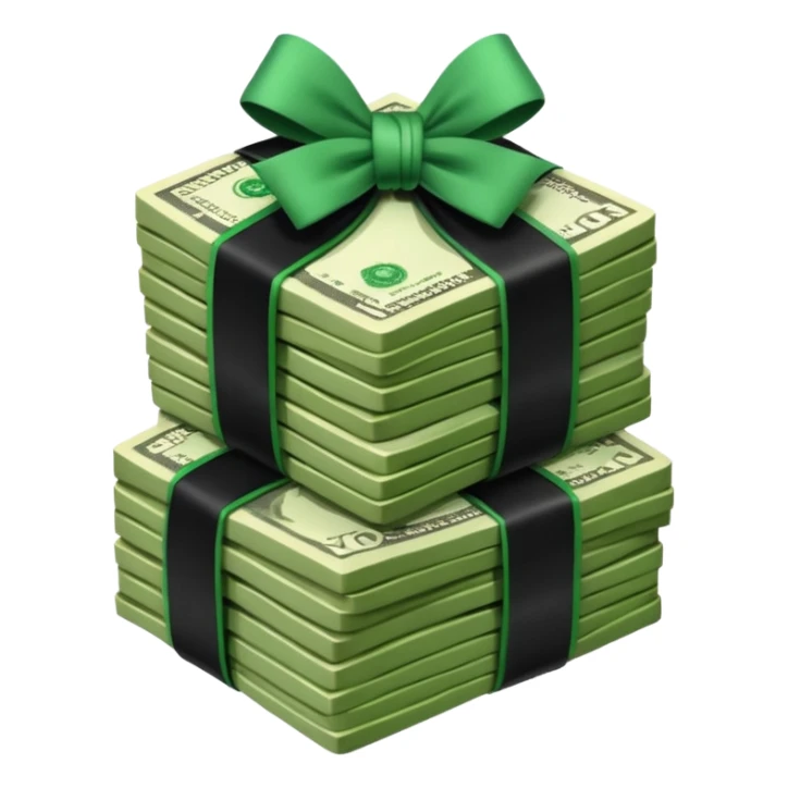 stack of money with black ribbon sticker