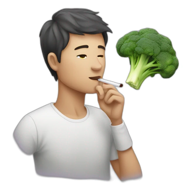 Person Smoking, love heart broccoli  sticker