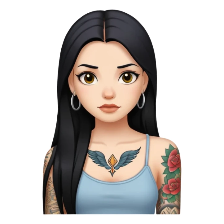 girl with long straight hair and tattoos sticker