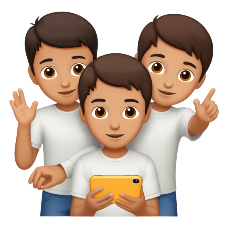 Three young brunette brothers playing together  sticker