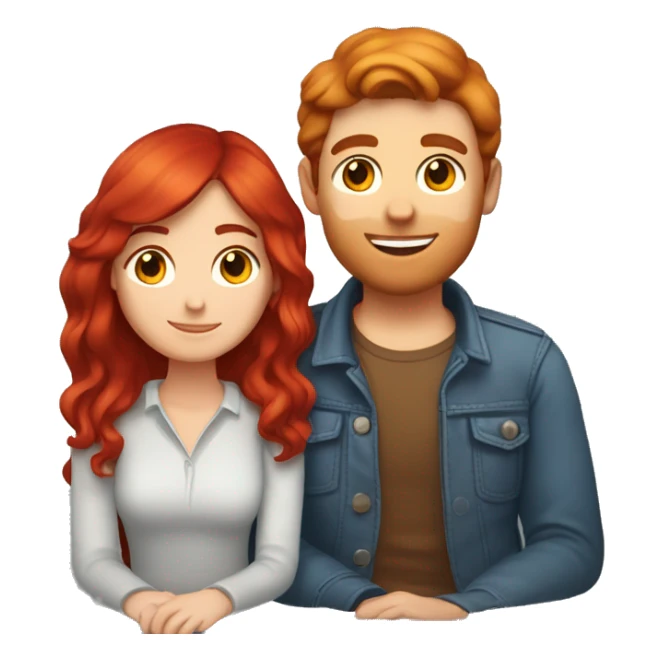 Red hair girl sitting on brunette boyfriend’s lap sticker
