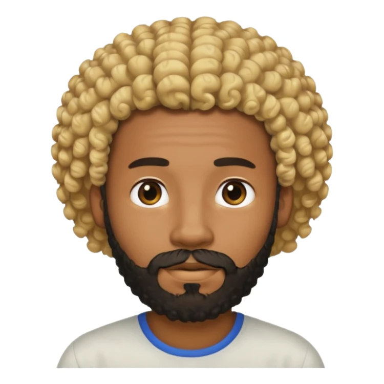 Black man with black beard and curly blond hair sticker