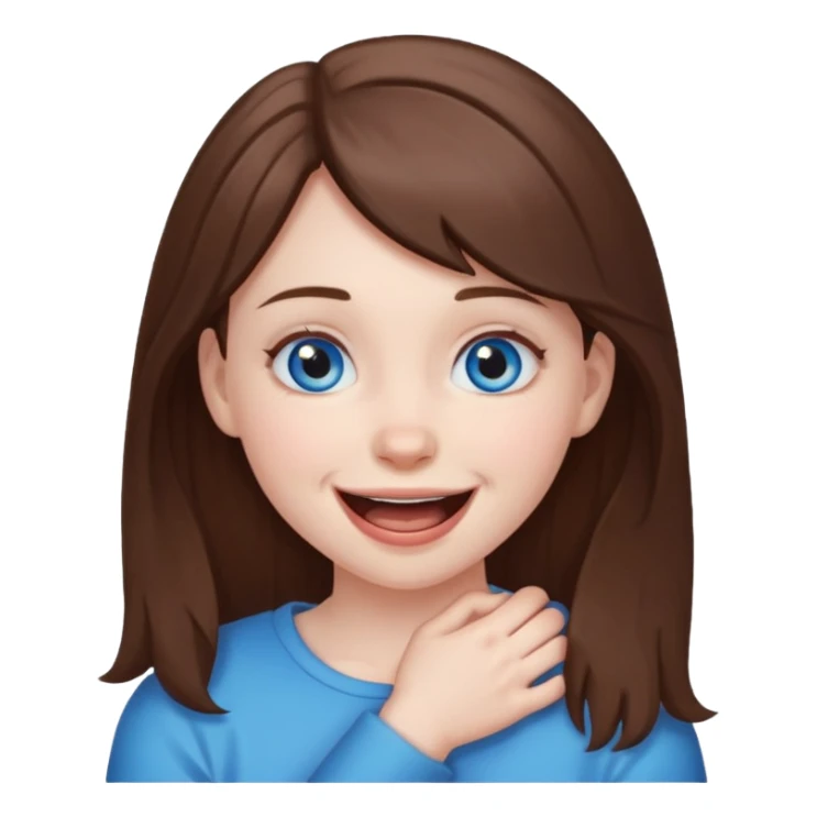 Girl smiling choking herself sticker