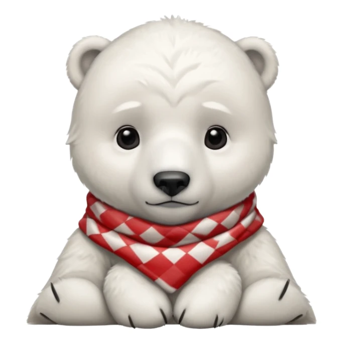 baby Polar Bear, sad, wearing red Checkered Triangle scarf sticker