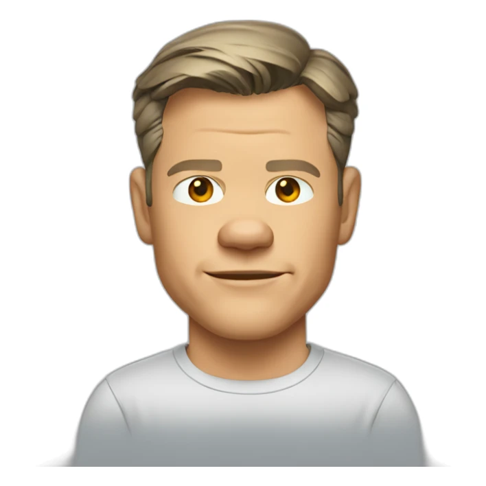 matt-damon cartoon wearing shirt sticker