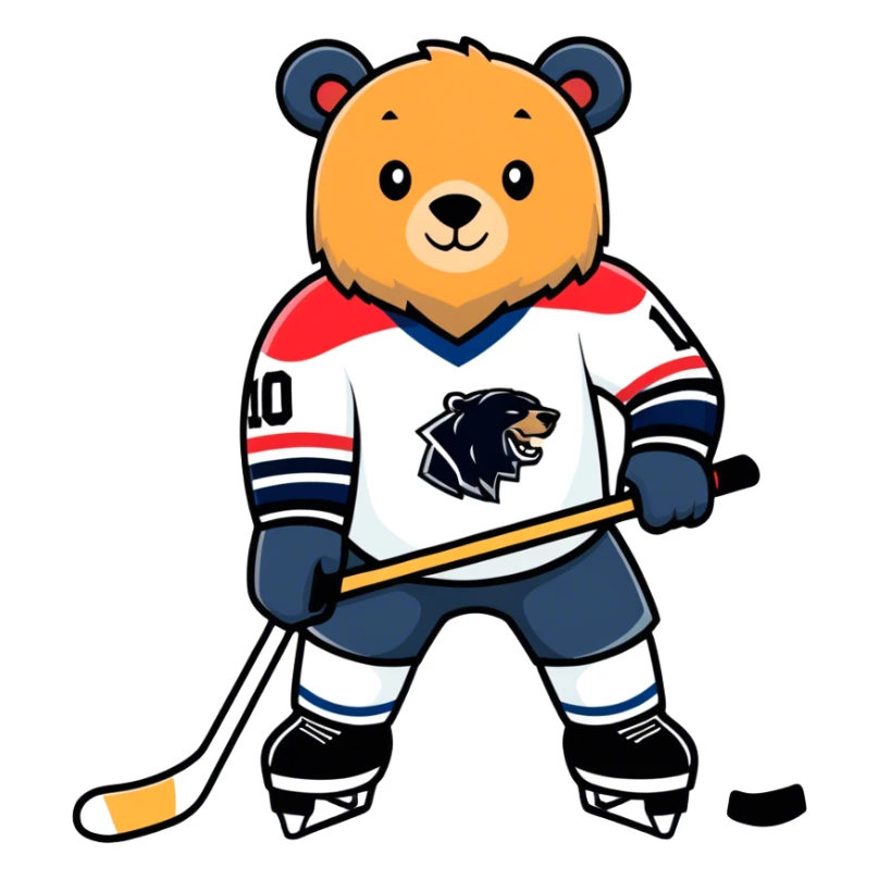 Black Bear wearing a Hockey jersey  sticker