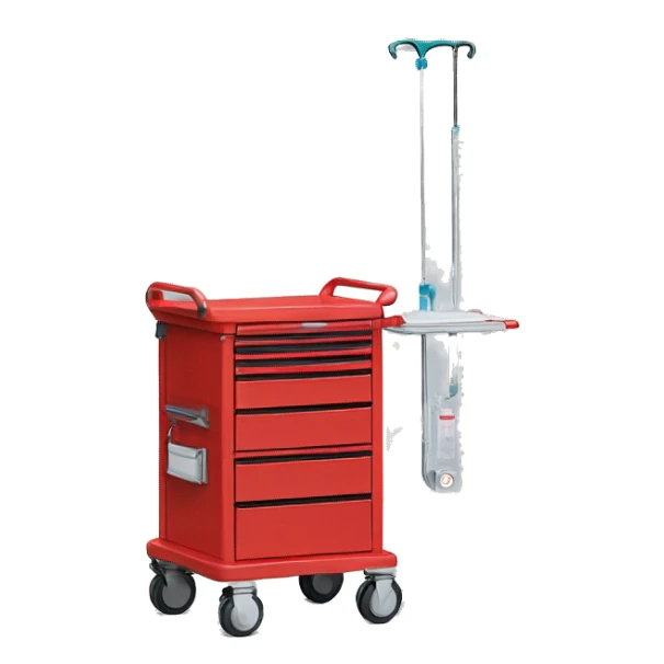 Singular Red medical crash cart is a mobile, multi-drawer unit designed to store and organize emergency medical supplies and equipment sticker