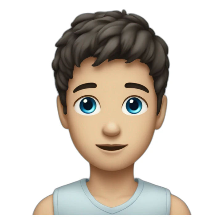 young boy with dark staight hair and blue eyes sticker