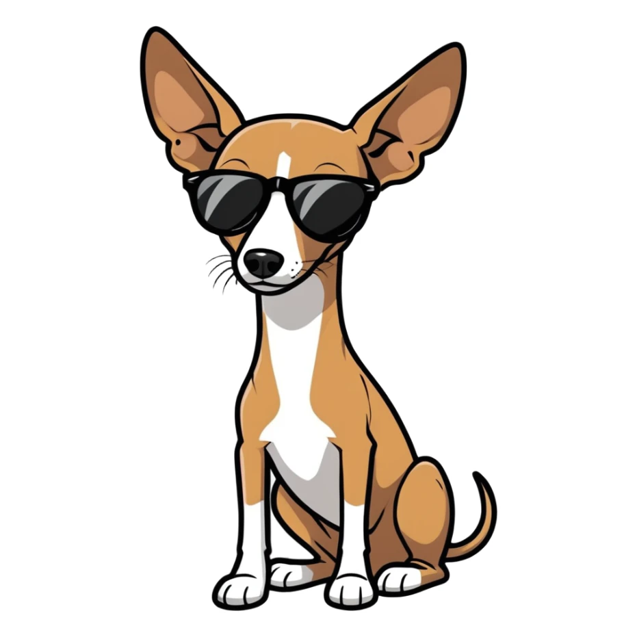 Brown Italian Greyhound wearing black wayfarers sticker