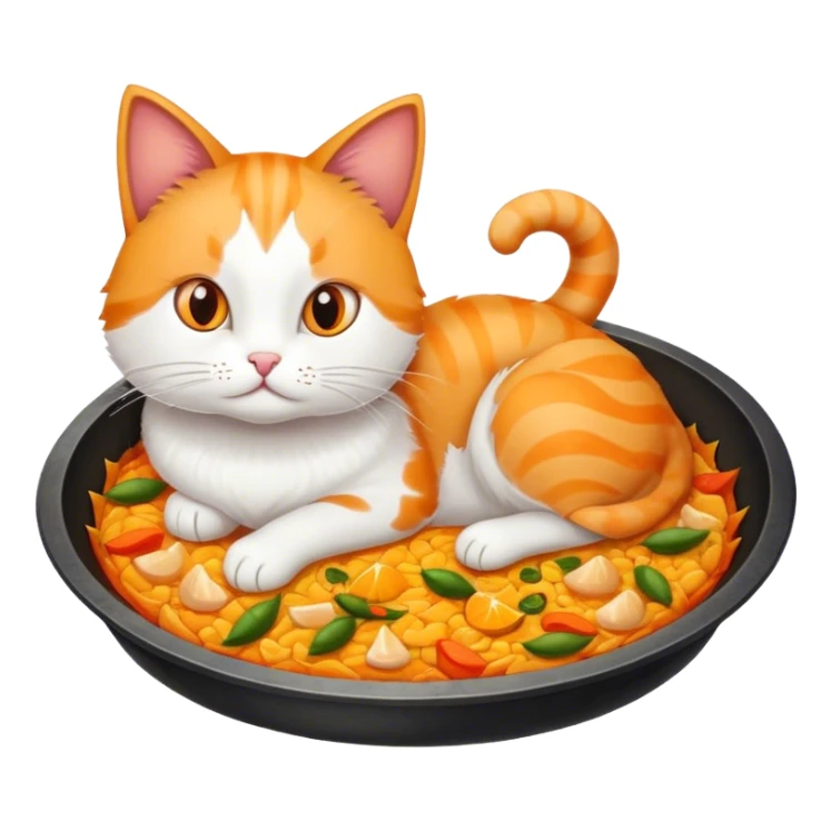 A cat in the inside of a paella  sticker