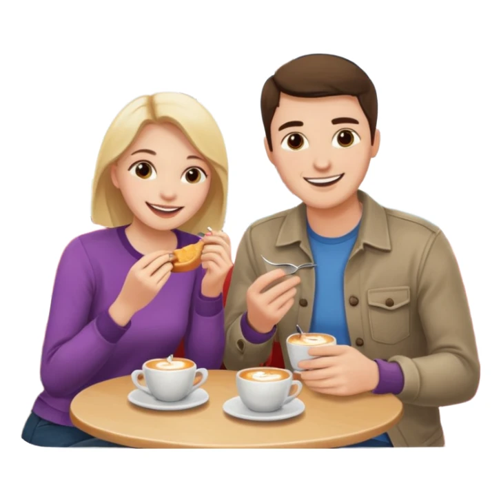 A woman and a man are eating in a cafe sticker