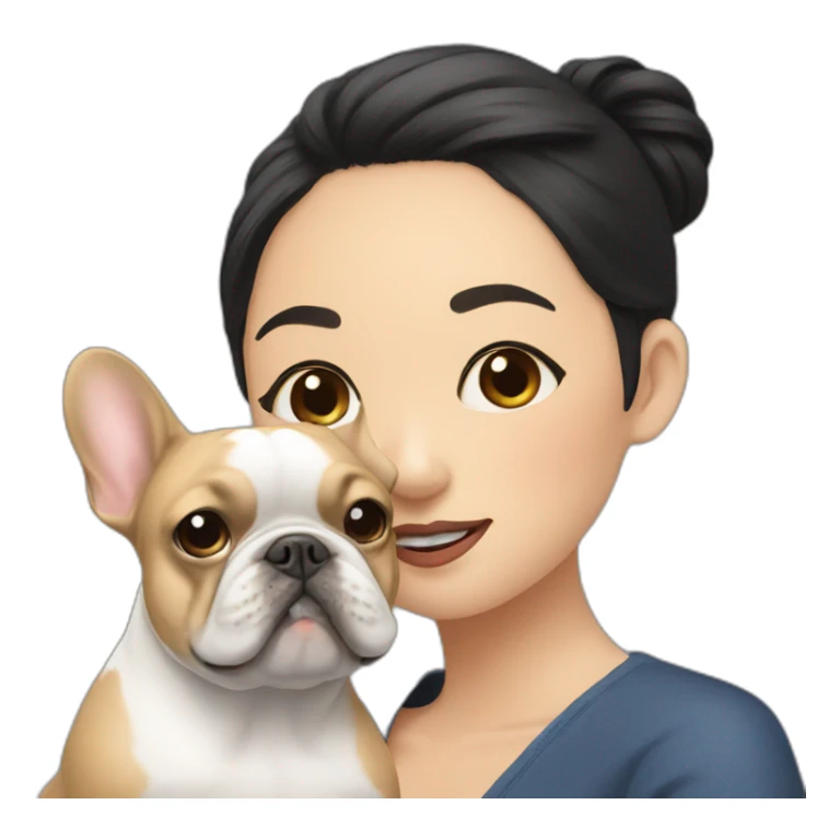 Frenchie with an asian woman sticker