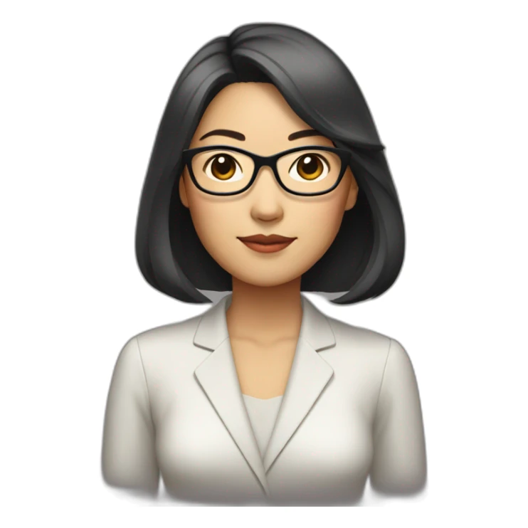 40's Asian woman with glasses and straight medium lengthhair sticker