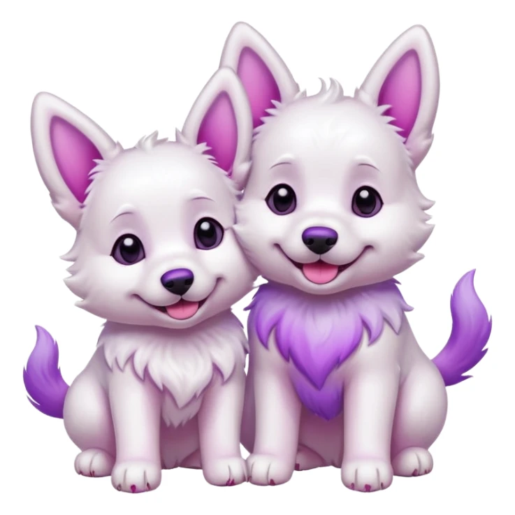 two white dogs with pink and purple dyed ears and paws sticker