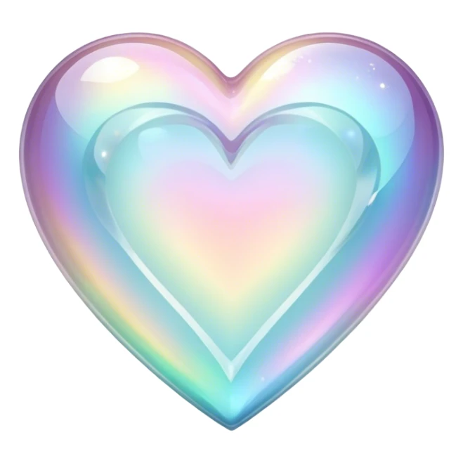 Sparkly glossy Pastel iridescent glass crystal glass heart sticker