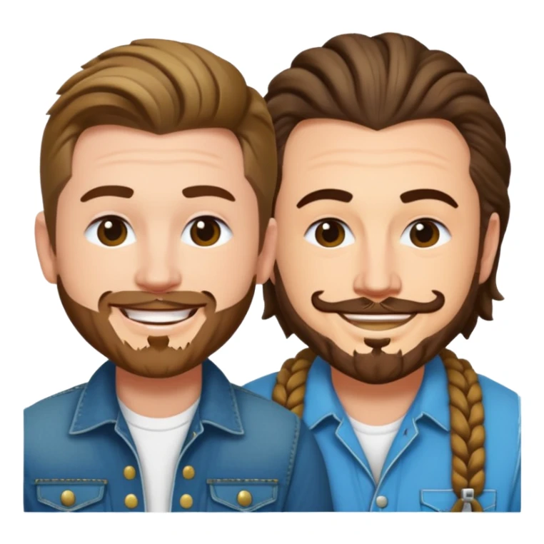 Morgan Wallen and Post Malone together as apple-style emojis, both smiling, simple faces sticker