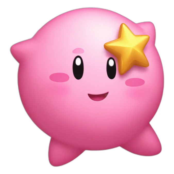 clean cute happy Kirby with a golden star sticker