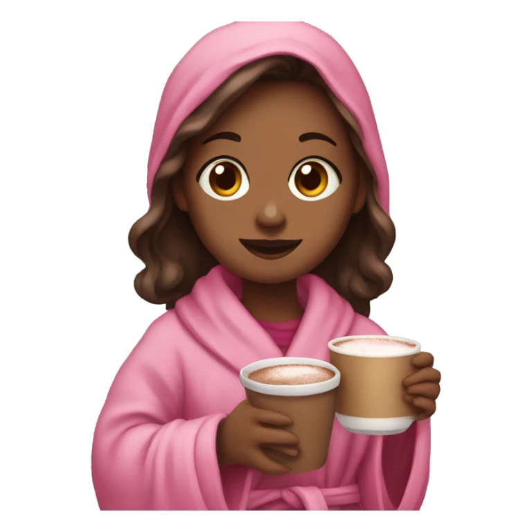 Girl holding hot cocoa in a pink robe sticker