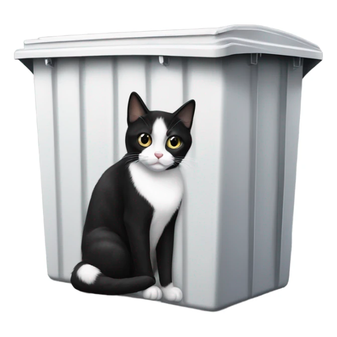 Tuxedo cat in a dumpster  sticker
