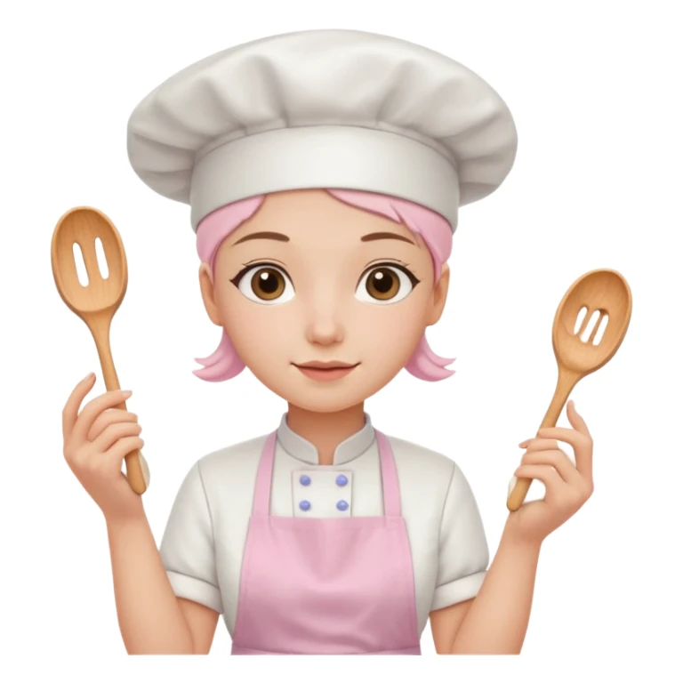 Young female baker - white chef hat, holding cream piping bags in both hands sticker