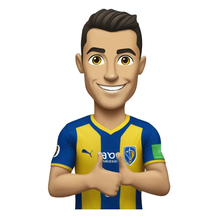 cartoonized Cristiano Ronaldo in Al Nassr jersey shows thumbs up sticker