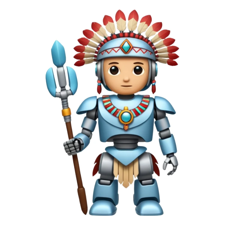 Full Robotic figure wearing native American regalia sticker