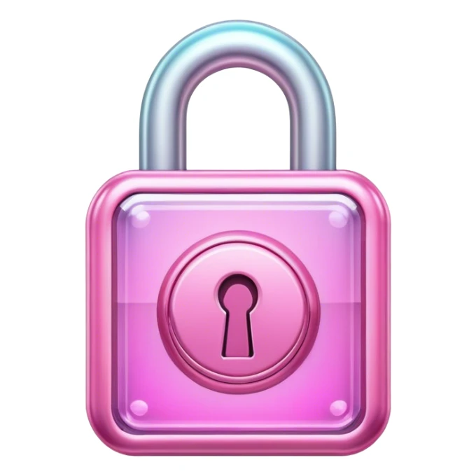 Holographic and glassmorphic pink lock sticker