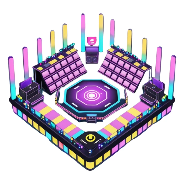night electronic music festival stage from air sticker