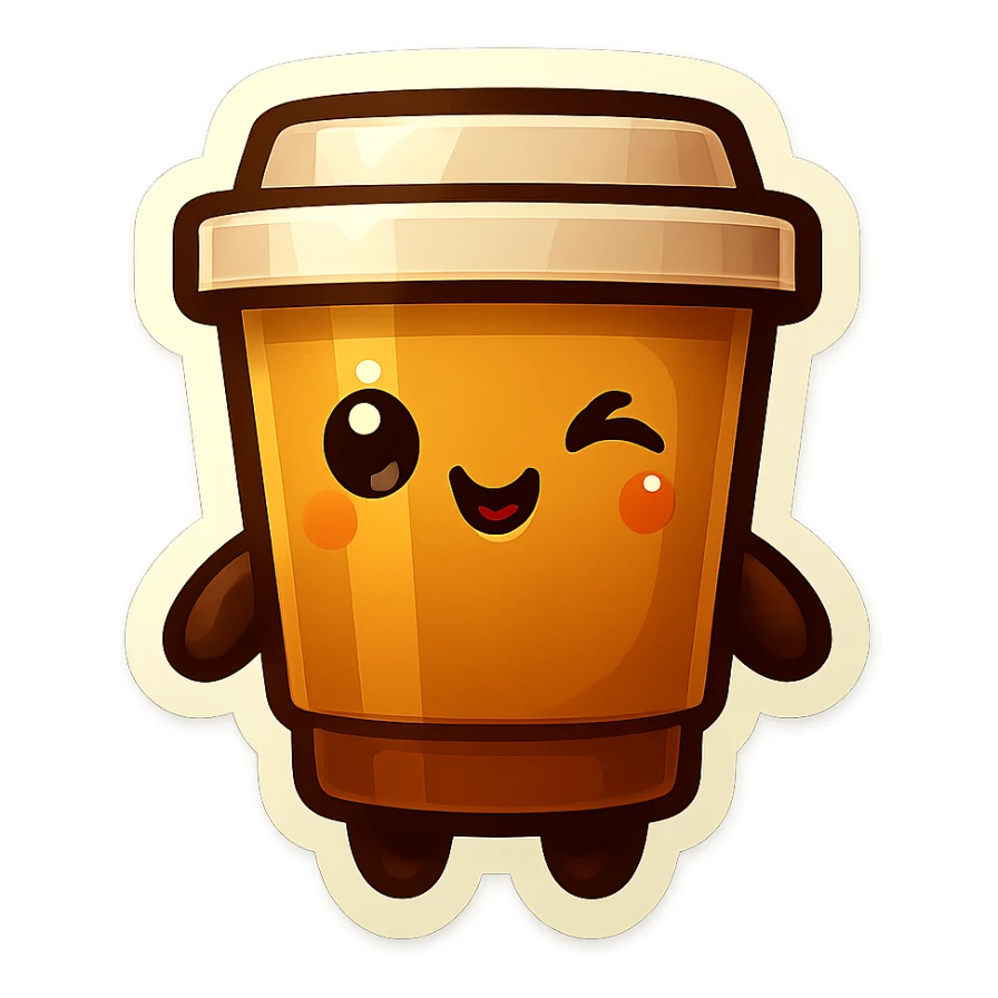 Tall coffee cup, flirty wink sticker