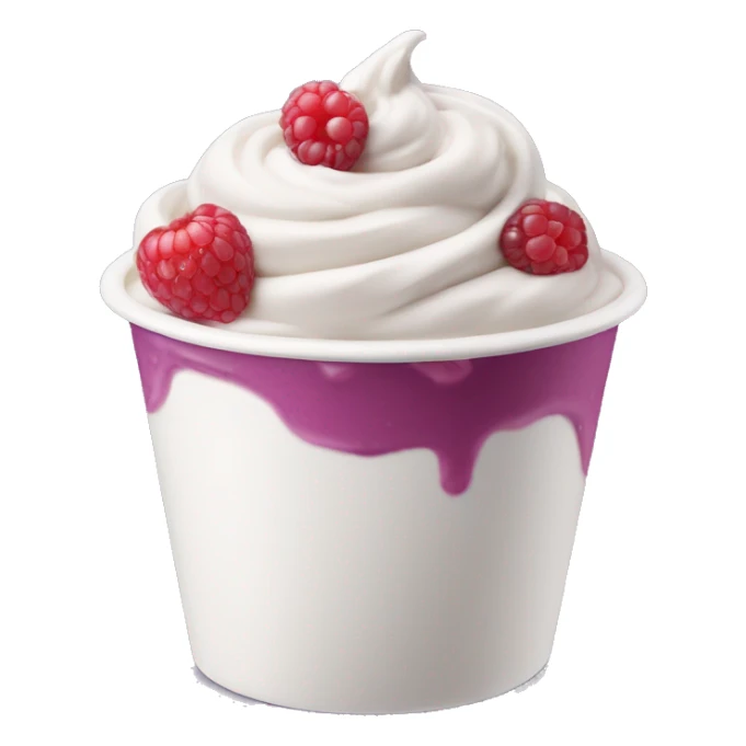 Mixed berries frozen yogurt swirled in a white cup sticker