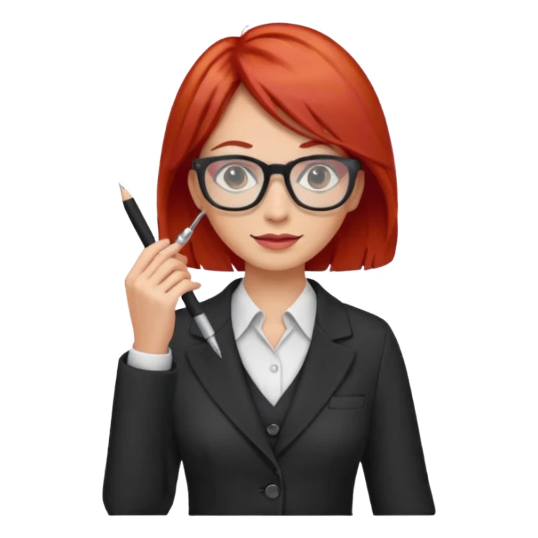 tailor woman with red hair and glasses sticker