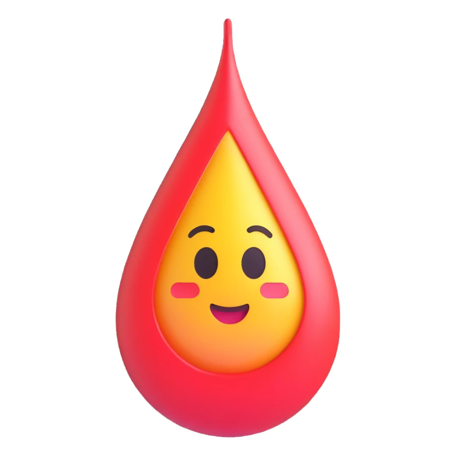 stylized teardrop with glossy shine, 3D emoji style sticker