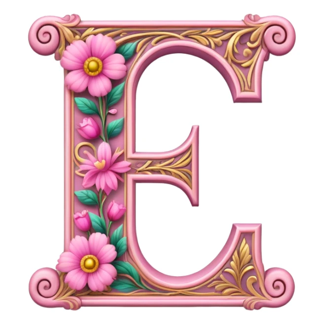 Pink, romantic, flowery, the letter “F” sticker