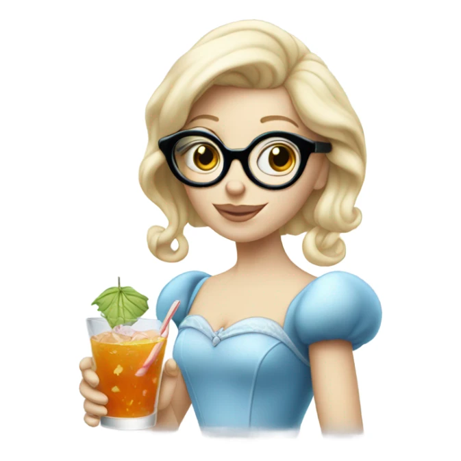 Pale Cinderella wearing glasses drinking a cocktail  sticker
