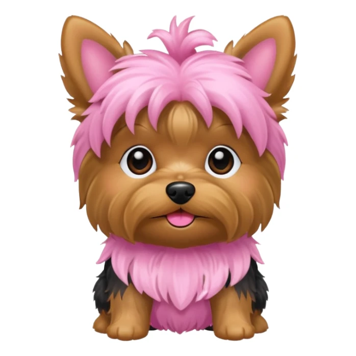 toy yorkie dog wearing pink sticker