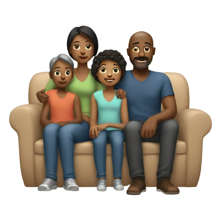 family sitting at home sticker
